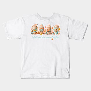 Fall decorated creamy coffees Kids T-Shirt